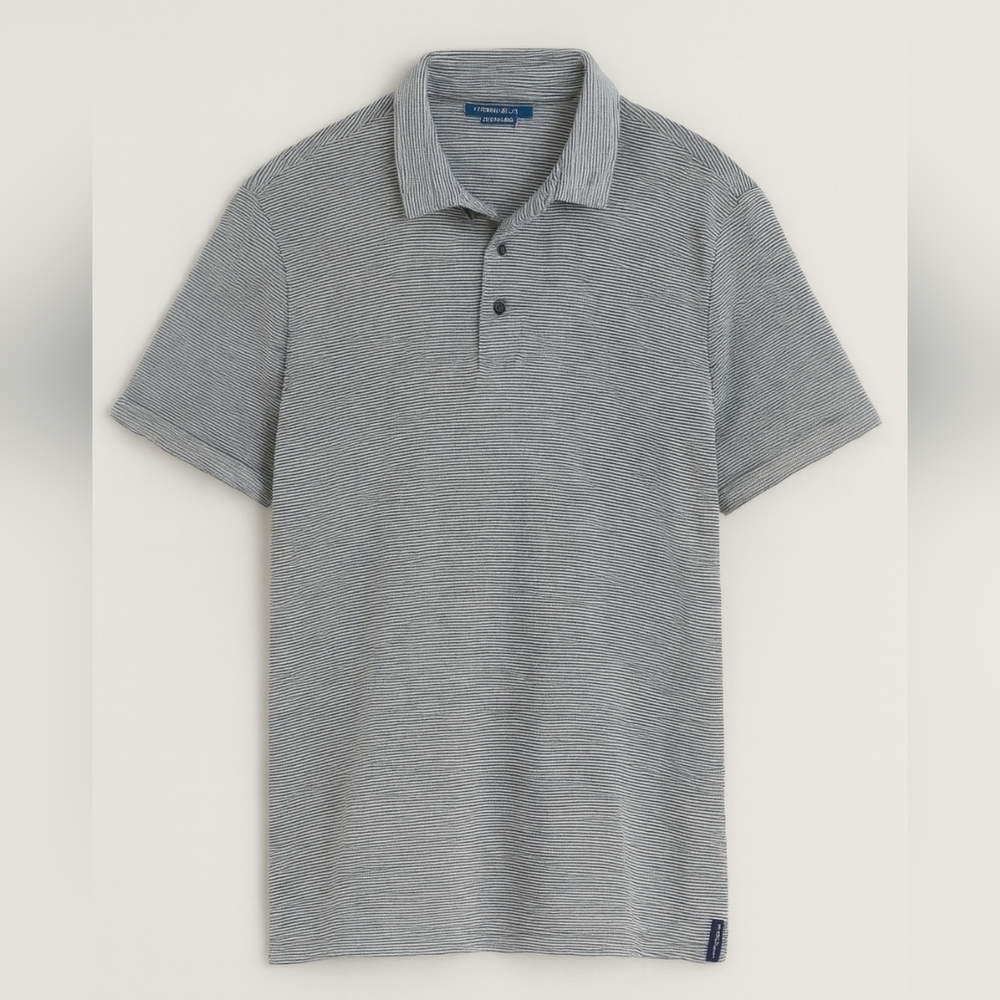 Perry Ellis Linen Blend Navy Micro Stripe Polo
